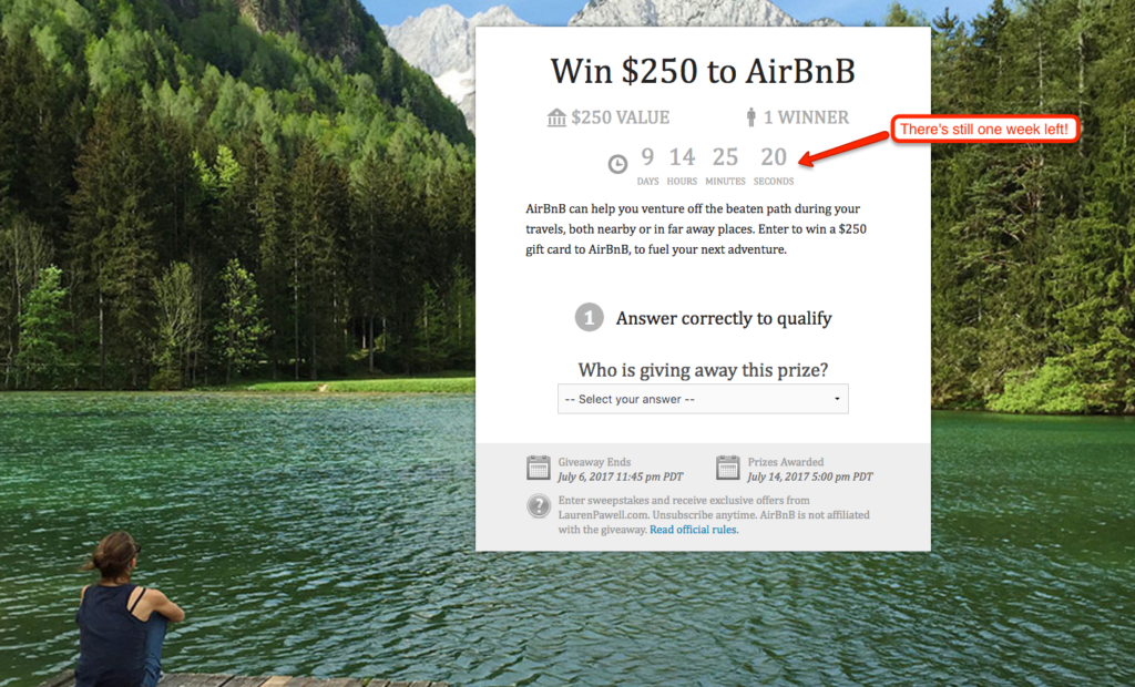 Transparent Marketing Project Month 1 Day 23 - AirBnB Giveaway